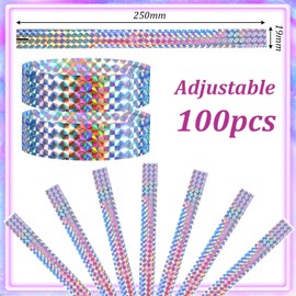 TIESOME Pack of 100 Holographic Bracelets, 19 x 250 mm Waterproof Entrance Wristbands, Inlet Bands for Party, Festivals, Event, Competition, Concerts, Water Parks