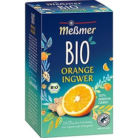 Meßmer Organic Orange Ginger | Refined with Natural Fruit Oil | 100% Natural Ingredients | 20 Tea Bags | Vegan | Gluten Free | Lactose Free
