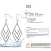 Pure Titanium Dangle Earrings Silver Rhombus Drop Earring