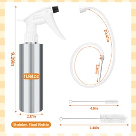 AHIER 2in 1 BBQ Spray Bottle, Turkey Marinade Injector Stainless Steel Grill Spray Bottle & Meat Injector with 2 PCS Cleaning Brush