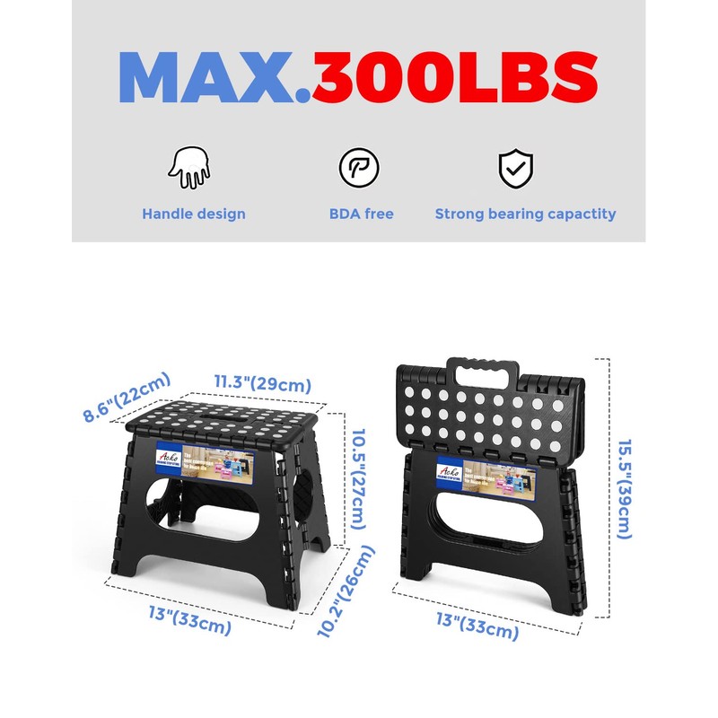 ACKO 11 inch Folding Step Stool Lightweight Plastic Step Stool