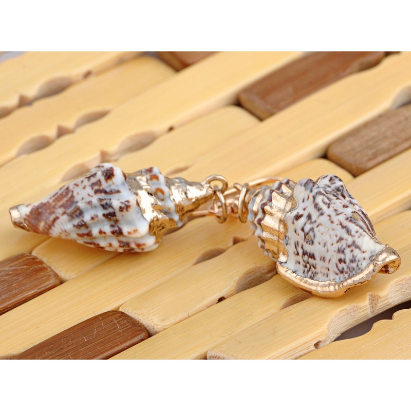 Alilang Golden Accent Marine Nautical Brown White Conch Seashell Fish
