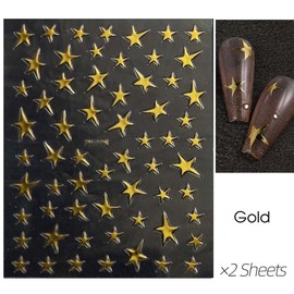 14 Sheets Star Nail Art Stickers Black White Pink Blue Laser Silver Gold Star Nail Decals Big Tiny Irregular Stars Stickers for Nails Self Adhesive Nail Art Supplies & Decorations for Women