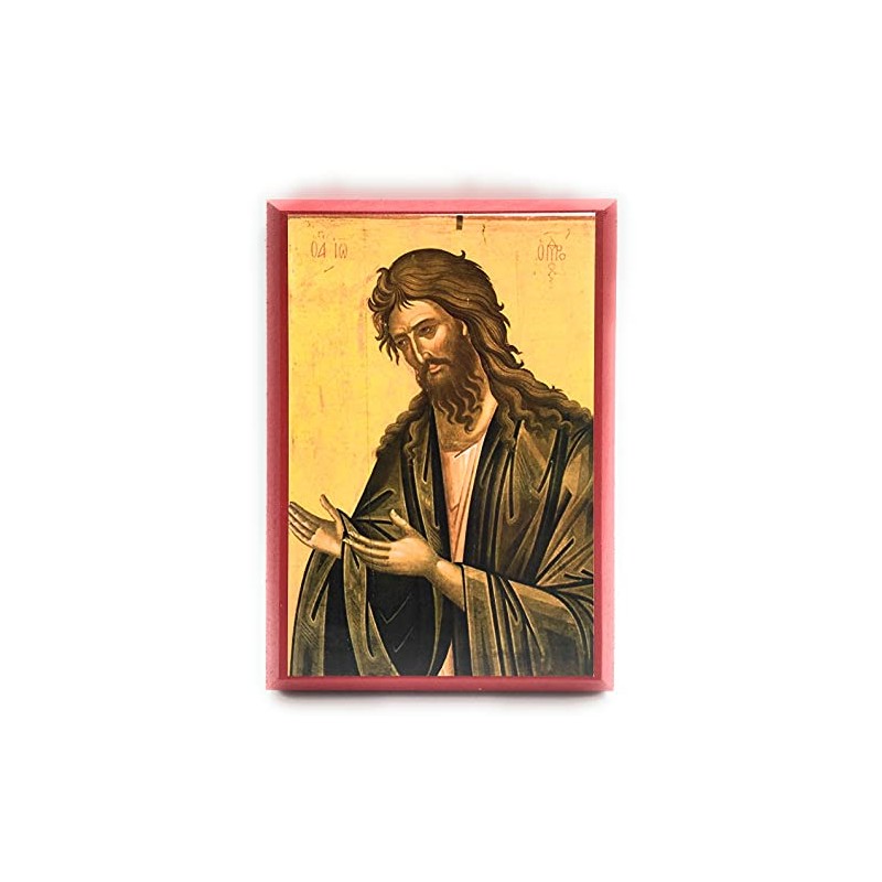 Wooden Greek Orthodox Christian Icon Saint John The Baptist Intercessor