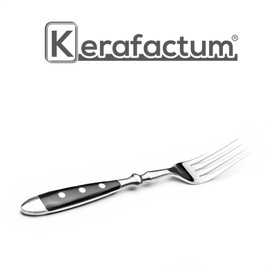 Kerafactum 2 Forks Meat Fork Dining Forks Set | Roasting Fork for the Set Table 3 Compartments Riveted Table Fork Cutlery Handle Black Country House Style Bistro Set Expandable Meat Fork
