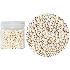 Bala&Fillic Opaque Beige Color 4mm Glass Seed Beads About 1400pcs in Box 6/0 Glass Craft Seed Beads for Jewelry Making (Beige, 4mm)
