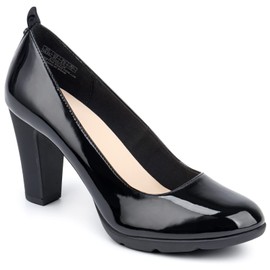 JENN ARDOR Women’s Black Pumps Closed Toe High Chunky Heels Slip On Pumps Shoes (Black,9)