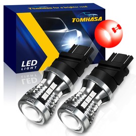 Tomhasa 3157 LED Bulbs Red for Brake Lights, 24 SMD Chipsets 300% Brighter 3056 3156 3057 4157 LED Replacement Bulbs for Tail Lights, Stop Lights, Brake Lights, Brilliant Red, Pack of 2