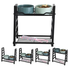 42 OZ Large Ceramic Dog Bowls Set of 2 with Adjustable Elevated Metal Stand, 7 Inch Raised Dog Food and Water Feeder Bowl Dish, Adjusts to 4 Heights for Medium & Large Dogs, Blue Grey & Light Green