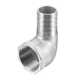 uxcell 304 Stainless Steel Hose Barb Fitting Elbow, 25mm Barbed x 1" NPT Female Pipe Connector Adapter for Water Fuel Air