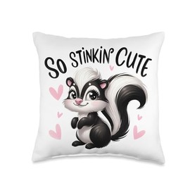 Skunk Cute Stinking Cutest Forest Animal Sweet Skunk Hearts Throw Pillow