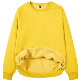 MAGCOMSEN Crewneck Sweatshirts for Women Fleece Lined Winter Shirts for Women Warm Pullovers Long Sleeve Yellow,Small