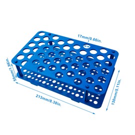 CryoKing 5PCS 50-Well Centrifuge Tube Rack for 15ml Vials, Plastic, Detachable Stand, Blue, Individual Package, φ0.66inch Pore Diameter