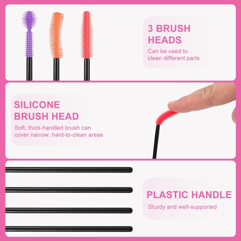 12pcs Mini Sewing Machine Cleaning Brushes, 3 Styles Silicone Bristle