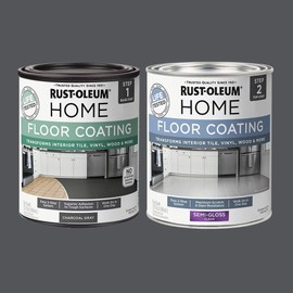 Rust-Oleum 367604 Home Interior Floor Coating Kit, Semi-Gloss Charcoal Gray