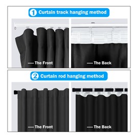MaKefeile Room Divider Curtains Total Blackout Privacy Curtain Panel Room Thermal Insulated Noise Reduction Curtains for Bedroom Window Living Room Ceiling Track Curtain W 8.3 ft × H 9 ft Black