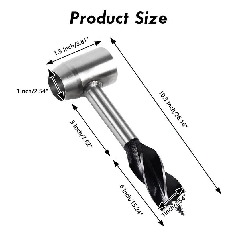 Manual Auger Drill, Woodworking Hand Drill with Holster, Multi-Purpose Survival