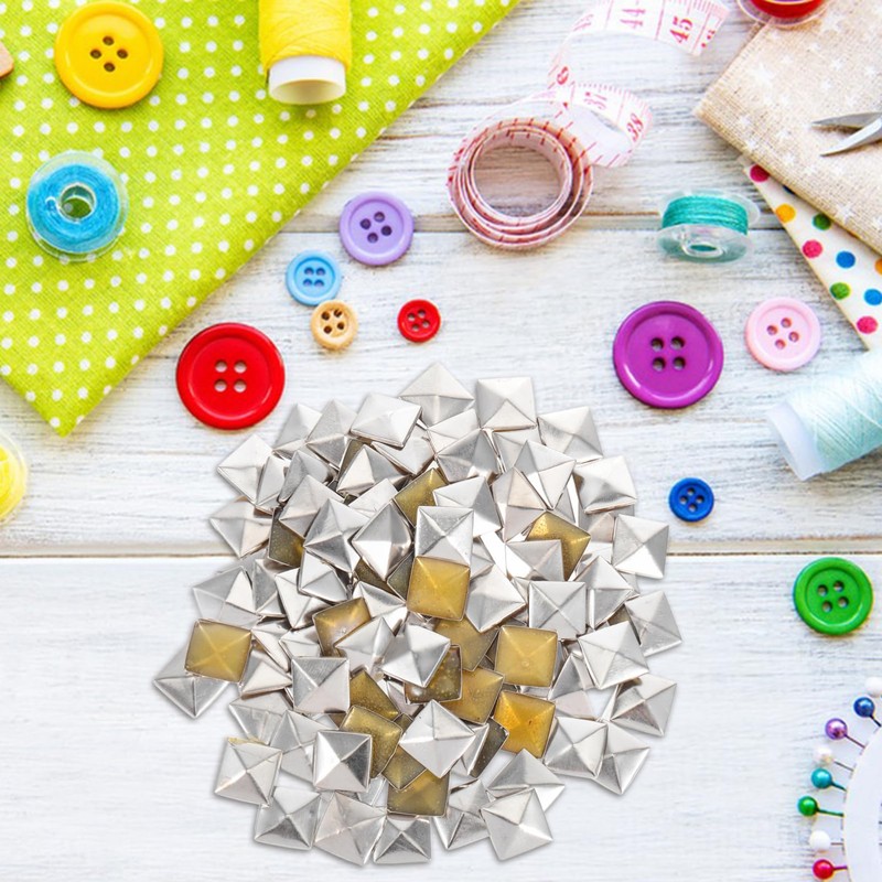 TEHAUX 100 Pcs Flat Back Pyramid Studs, Shoes Studs Glue