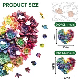 MYS A·U·R Heart Succulent Puzzles for Adults 500 Pieces, 5MM Thick Unique Shaped Flower Jigsaw Puzzles Birthday Gifts for Kids Family Game 15.8 * 16.9inch