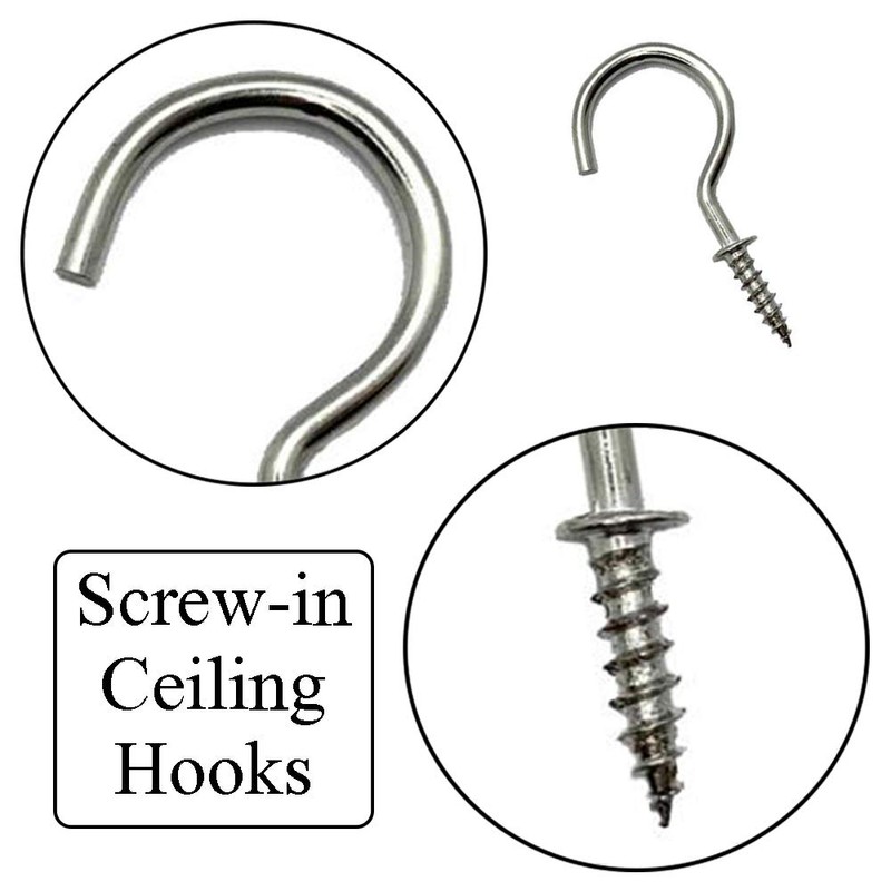 xiaozhenjida 50 Pcs Screw-in Ceiling Hooks Screw Hooks Cup Hooks