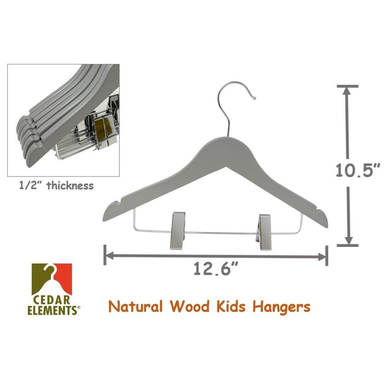Kids Hangers with Metal Clips Pant Bar 4T-10 (Paloma Grey)