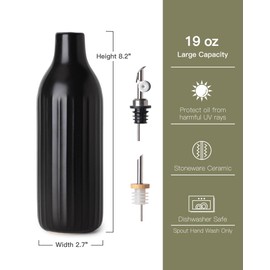 FE FUN ELEMENTS Olive Oil Dispenser Bottle, 19 oz Oil Dispenser for Kitchen and Vinegar Dispenser Bottle, Suitable for Vinegar, Coffee Syrups & Other Liquids, Black