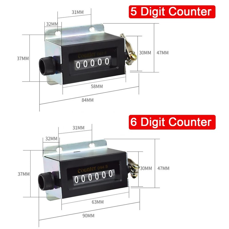 Lelukee 5 Digit Mechanical Counter,D67-F 0-99999 5 Digit Manual Tally,Resettable