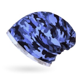 Neverless® Men's Beanie Camoflage Camo Pattern Hat Slouch Oversized Outdoor Autumn Cotton Thin, navy