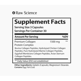 Raw Science Multi Collagen Complex - Types I, II, III, V, X - 90 caps - Ex 08/27