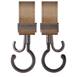 e.x.p.japon bgh21bk PP Buggy Hook, BK - Synthetic Leather Bronze 360 Degree Rotation, Double Hook, Stroller Luggage Hook, Load Capacity: Approx. 132.3 lbs (60 kg), Stroller Hooks, Pack of 2