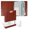 Ospelelf 3 Ring Binder with Clipboard 1 Inch Leather Binder