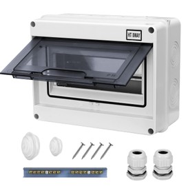 CHENGPI Consumer Unit 8 Way,Surface-Mounted Distribution Box with Copper Bars Outdoor Junction Box, IP65 Waterproof Fuse Box for Home, Office, Wet Rooms and Outdoor Areas