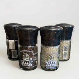 Celtic Light Grey Celtic Sea Salt & Black Peppercorn Grinder Set 3.9oz Factory Sealed