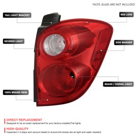 DNA MOTORING Factory OE Style LED/Halogen Passenger Side (Right) Taillight Assembly Compatible with Chevy Equinox 2010-2015, GM2800242, OEM-TL-083-R