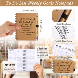 Tellingyou 60 Pcs Christmas Employee Appreciation Gift Bulk A6 Kraft Notebook Motivational Ballpoint Pen to Do List Memo Pads Inspirational Weekly Planner Journal for Coworker Team Staff