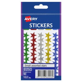 Avery Assorted Star Stickers, Assorted Colours, 14 mm, 90 Labels (932352)