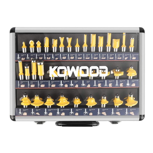 KOWOOD Router Bits Sets of 35B Pieces 1/2 Inch T Shape Wood Milling Cutter