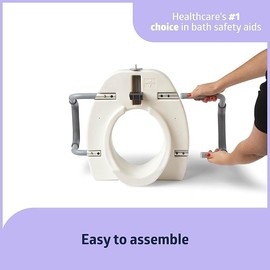 Raised Toilet Seat with Removable Arms, 5 Inch Elongated, Padded Handles, New Open Box