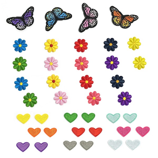 40pcs Embroidered Patches, Ironing Patches, Sewing Patches, Children's Embroidery, Flower