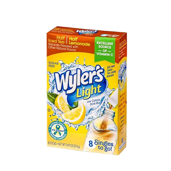 Wyler's Light Singles Water Drink Mix To Go Powder Packets, Half Iced Tea/Half Lemonade, 8 Count