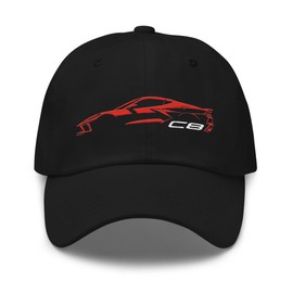 2024 Sports Car C8 dad hat for Corvette Drivers Torch Red Minimalist Silhouette Custom Cap