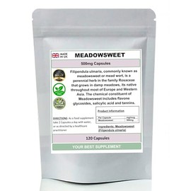 Meadowsweet Capsules 100% Natural Pure no additives (Filipendula) (120)