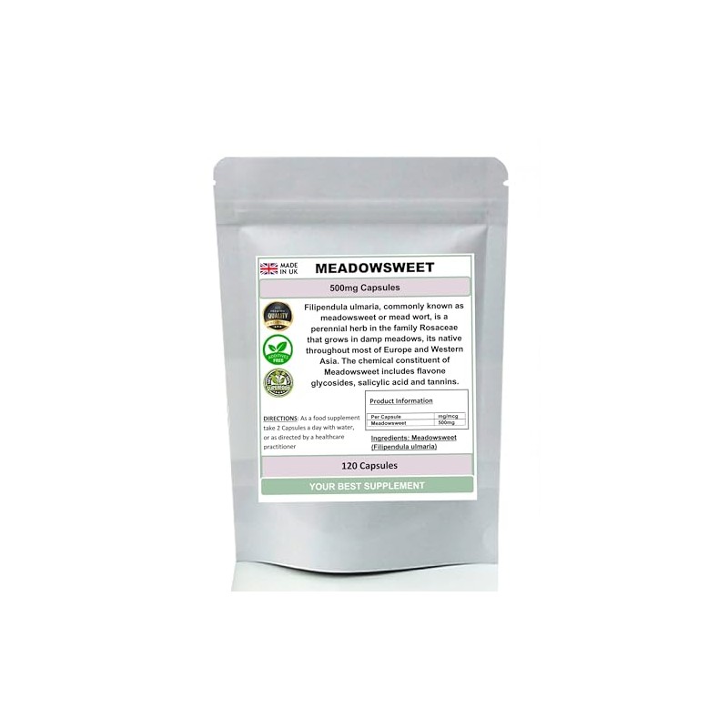 Meadowsweet Capsules 100% Natural Pure no additives (Filipendula) (120)