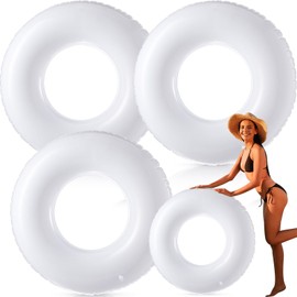 Gemscream 3 Pcs Jumbo Inflatable Pool Float 47.24 Inches Swimming Ring Pool Floats White Inflatable Float Tube for Adult Summer Vacation Beach River Bachelorette Wedding Party Supplies (White)