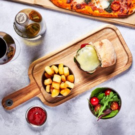 dine@drinkstuff DS42257 Acacia Wood Serving Board 15 x 41cm - Serving Platter, Food Board, Burger Board, Food Platter