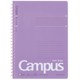 Kokuyo S131BT-V Campus Soft Ring Notebook, Medium and Horizontal Rule, Dotted Cut-Off, A5, Purple, Set of 10