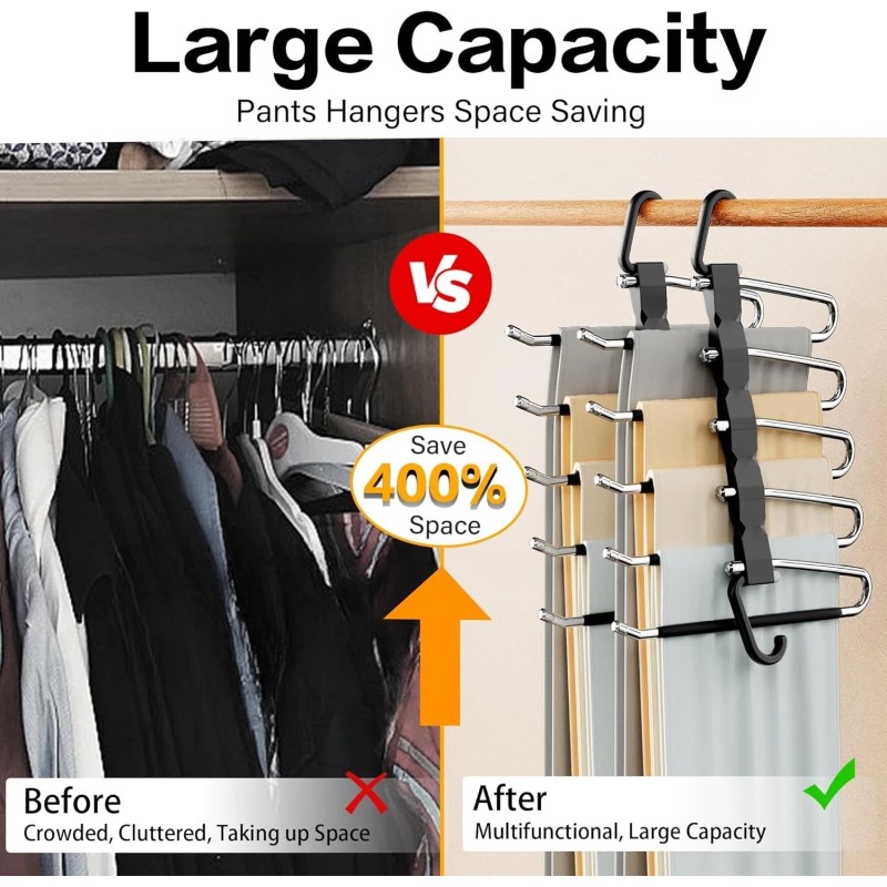 Aufetq Pants Hangers Space Saving - 2 Pack Closet Organizer