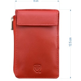 Koruma Car Keyless Go Protection Car Key RFID Signal Blocker Box Case – Leather Red – Remote Key Shielding Key Case Key Case Car Key Safe