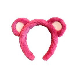ZHOUMEIWENSP Bear Ears Cute Headband Fluffy Hairband, Animal Head Wear for Party Celebrations Cosplay Dress up Costume Makeup Washing Face Adults Women (rose_red)