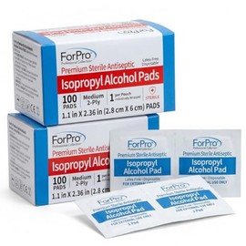 ForPro Almohadillas de preparación de alcohol, 200 toallitas estériles de alcohol envueltas individualmente, 70% isopropilo, almohadillas antisépticas